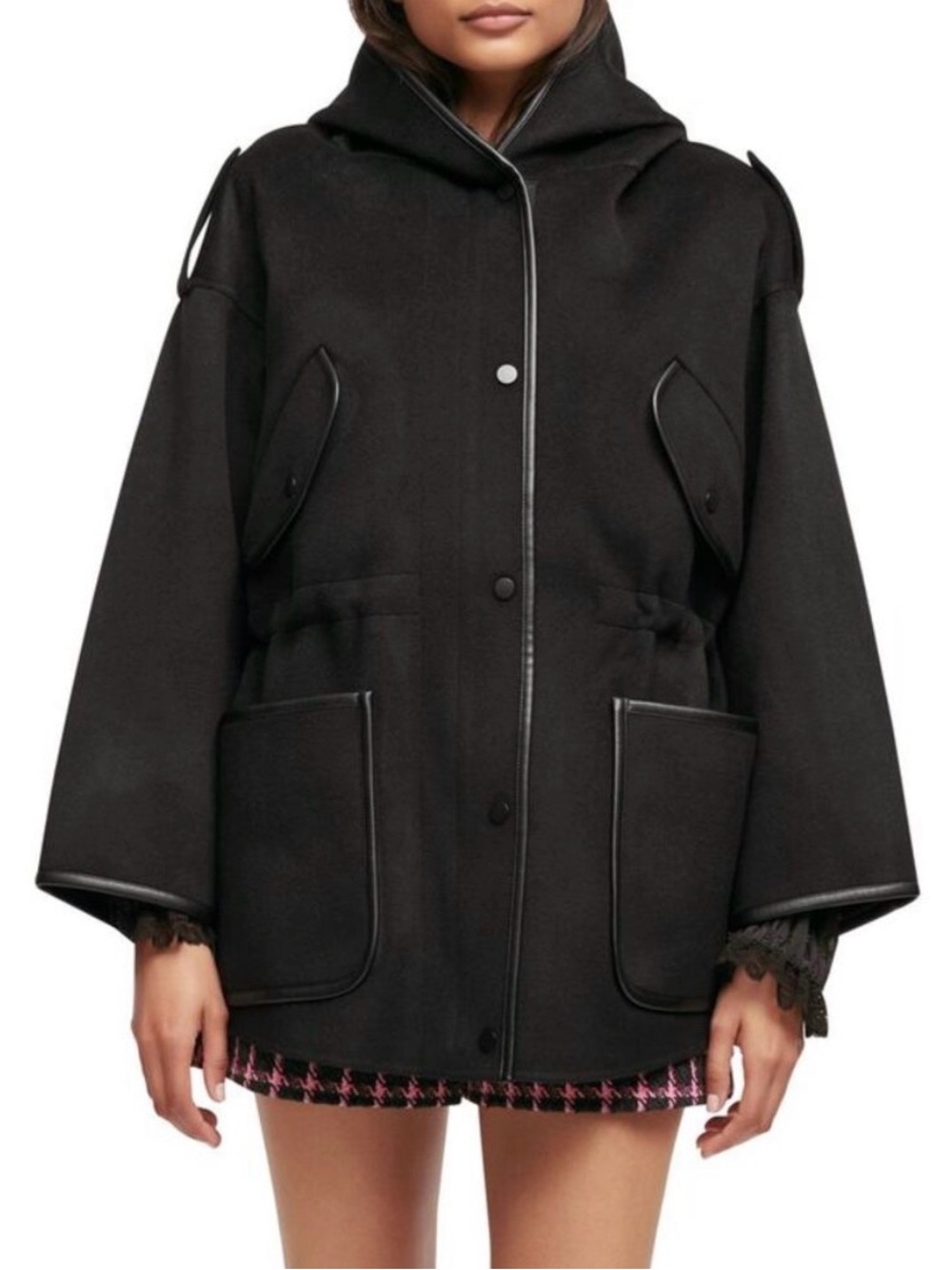 Maje Women’s Gangmille Oversized Wool-Blend Jacket Black MSRP $675 Size 1 US 4-6
